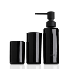 Decor Walther Glas Set POP UP in Schwarz bestehend aus Zahnbürstenhalter, Mundglas und Seifenspender
